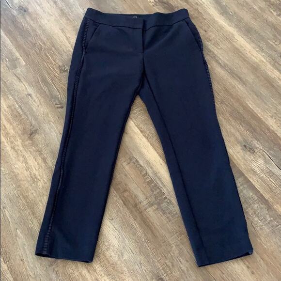 Navy Marisa Cropped Ankle Pencil Tuxedo Trousers - Picture 2 of 8